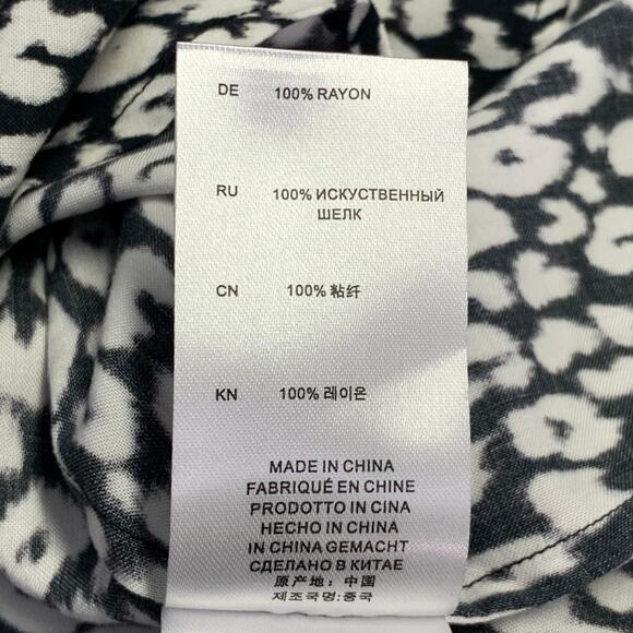 IRO Size 4 Black White Rayon Animal Print Two Pockets Shirt - Picture 7 of 8